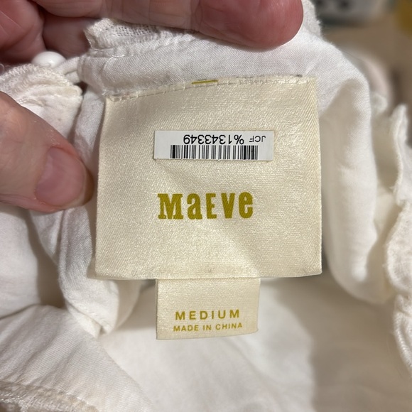 Medium Maeve white gauze top Anthropologie  100% cotton ruffle sleeves and hem - Picture 7 of 7